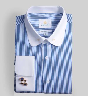 Slim Fit Blue and White Stripe Shirt