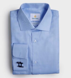 Regular Fit Sky Blue Herringbone Non Iron Shirt